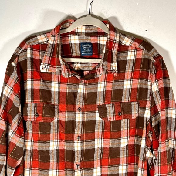 Vintage 90s Faded Glory red flannel plaid buttondown shirt 2XL - Picture 7 of 9